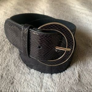 Black genuine leather belt